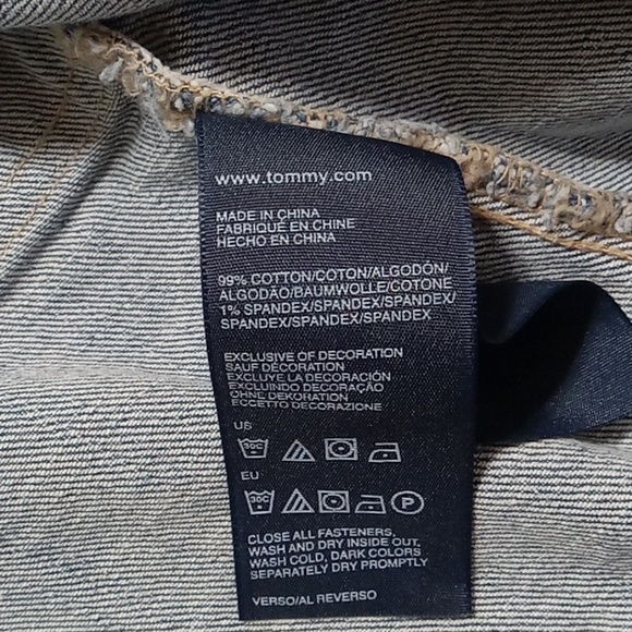 TOMMY HILFIGER Jean Jacket Womens LARGE BLUE Spring  Preowned Summer Winter Chic - Picture 7 of 10